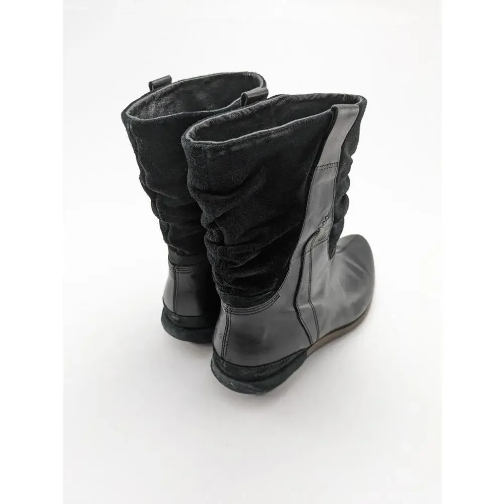 Womens Patagonia Addie Ruffle‎ Slouch Black Leather Outdoor Boots T10818 Size 8